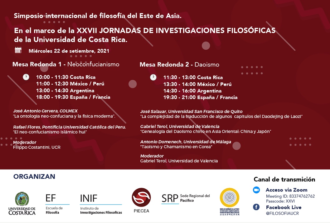  Mesa Redonda 1: Neoconfucianismo, de 10:00 a. m. a 11:30 a. m. Mesa Redonda 2: Daoismo, de 11:30 …