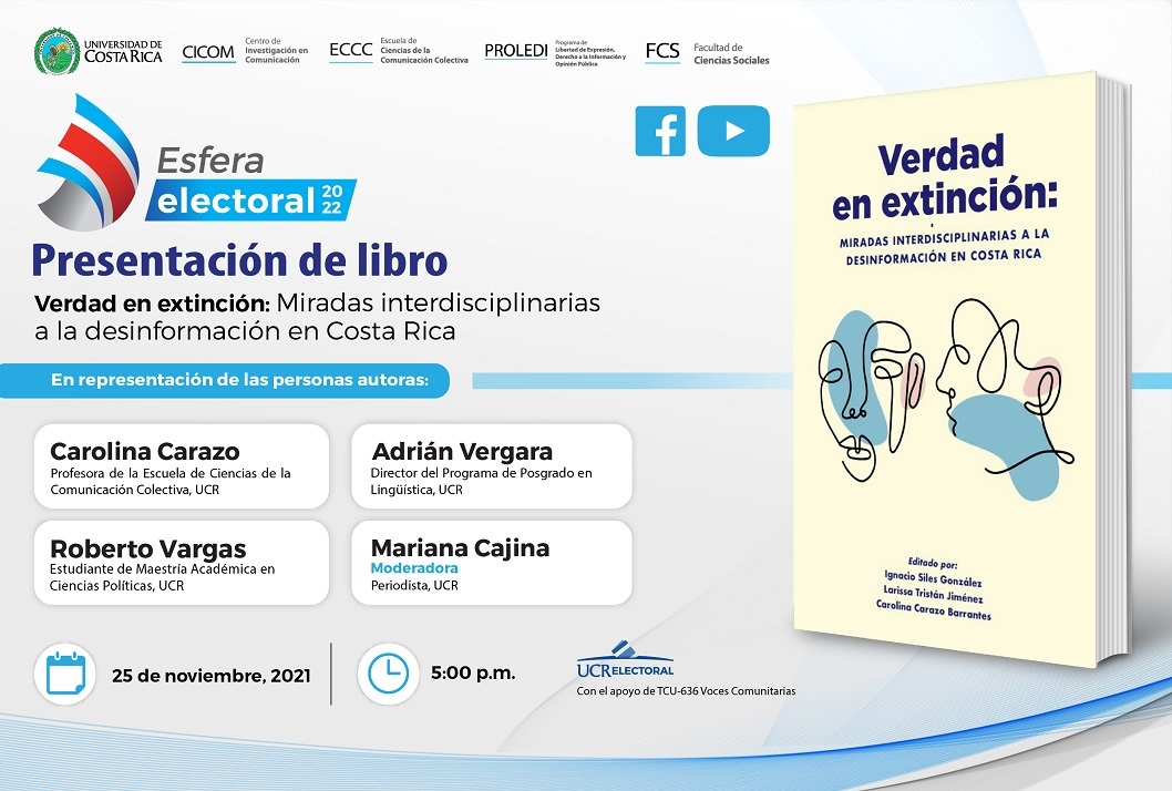  Fecha de la Presentación del libro: Jueves 25 de noviembre, 5:00 p. m.  