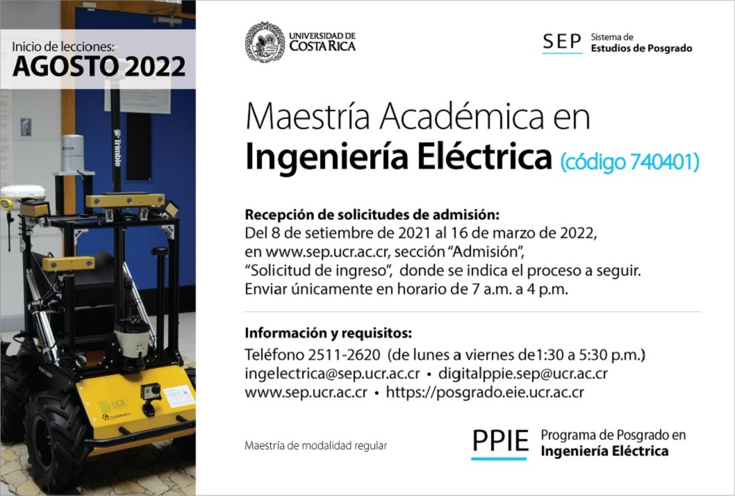 Maestría Académica en Ingeniería Eléctrica (código 740401) Recepción de solicitudes de admisión: …