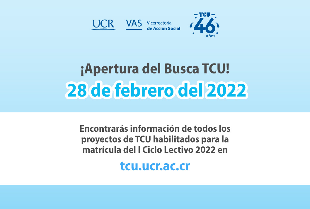  Encontrarás información de todos los proyectos de TCU habilitados para la matrícula del I Ciclo …