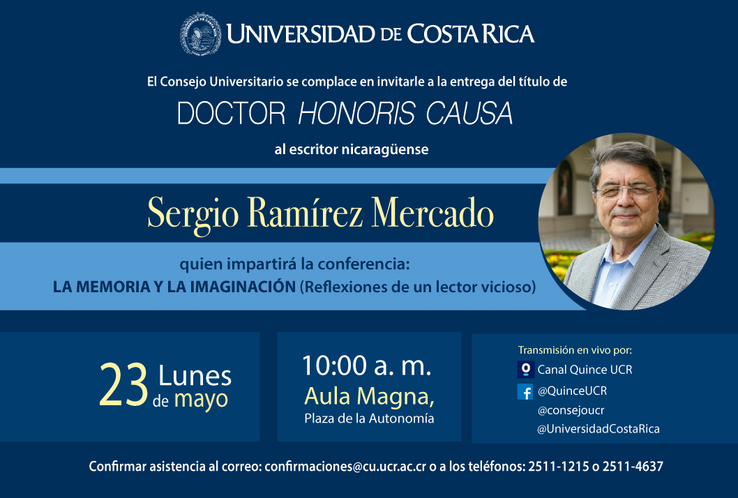  El Dr. Sergio Ramírez Mercado, impartirá la conferencia: La memoria y la imaginación …