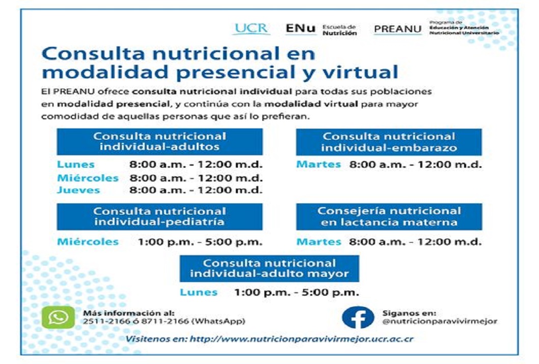  El Programa de Educación y Atención Nutricional Universitario de la Escuela de Nutrición, ofrece …