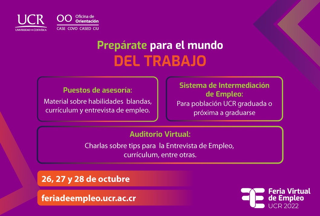  Actividad virtual en la cual la población estudiantil podrá revisar la oferta de empleo de las …