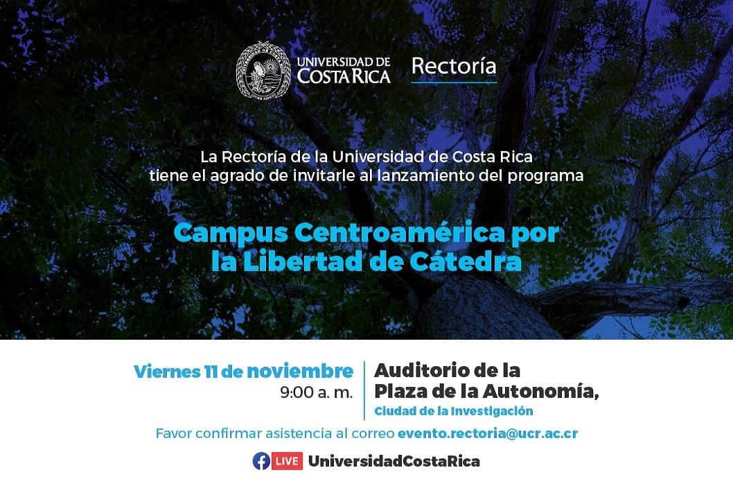  La actividad tendrá transmisión en vivo en: www.facebook.com/UniversidadCostaRica Favor …