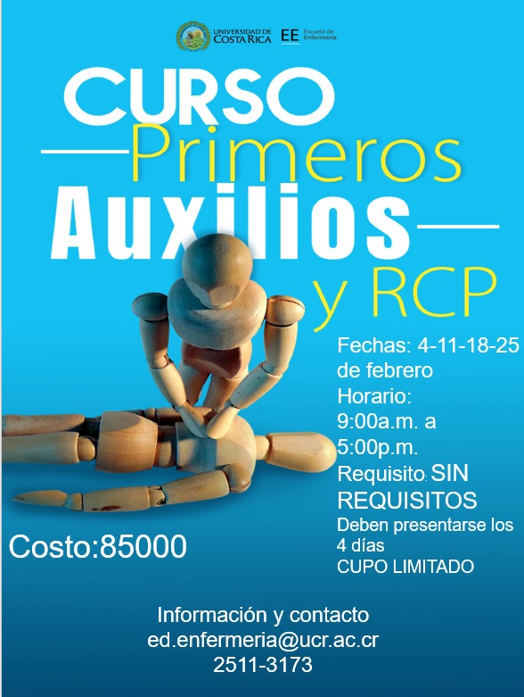 Cursos: Curso Primeros Auxilios y RCP 4, 11, 18 y 25 de febrero, de 9:00 a. m. a 5:00 p. m.(presencial)