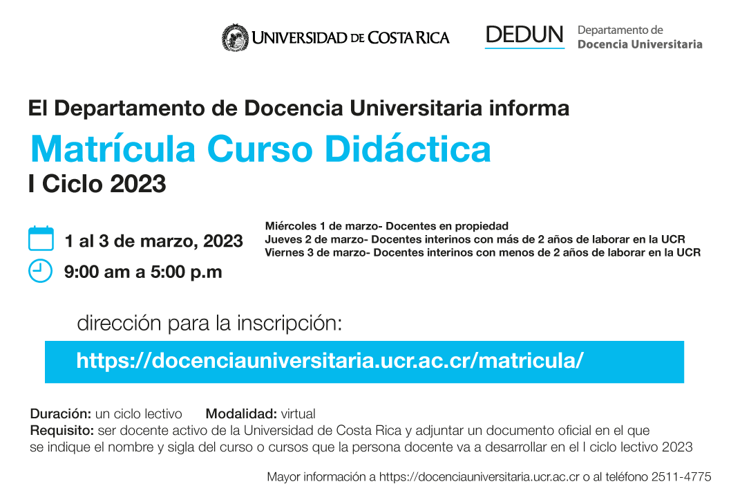    Requisitos: Ser docente activo de la Universidad de Costa Rica / Adjuntar un documento oficial …
