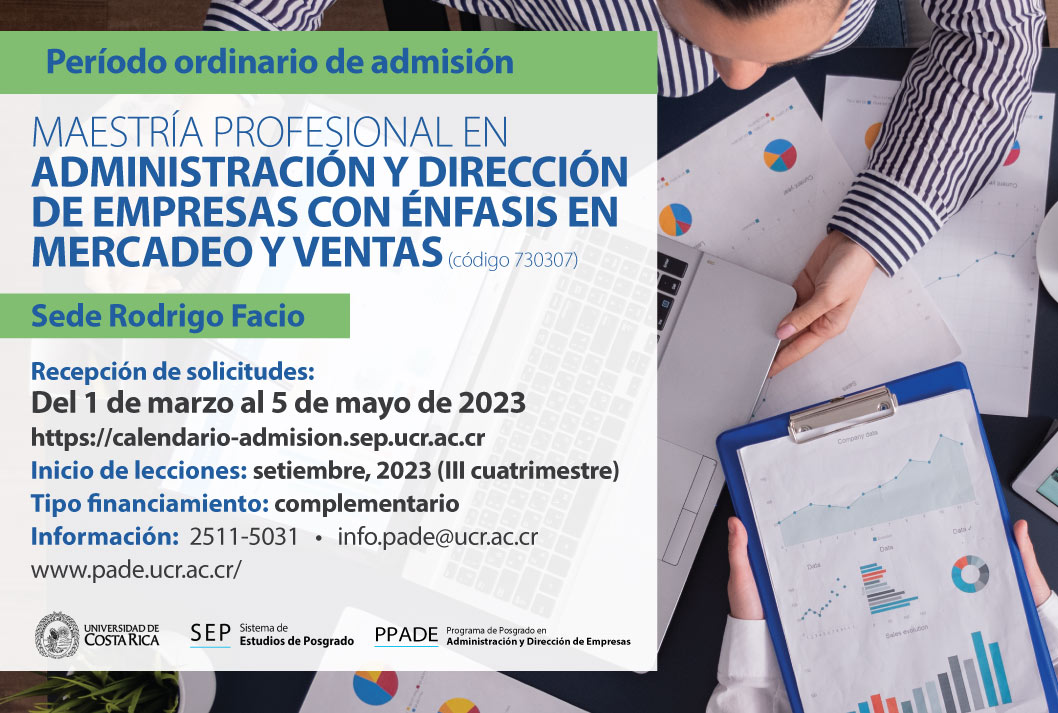  Maestría Profesional en Administración y Dirección de Empresas con énfasis en Mercadeo y Ventas …