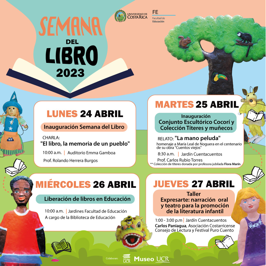   Fechas: lunes 24 de abril: Inauguración de semana del libro.  Charla: "El libro: la …