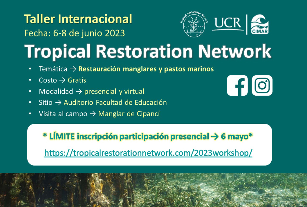  Temática: restauración de manglares y pastos marinos. Modalidad presencial y virtual.  Visita al …