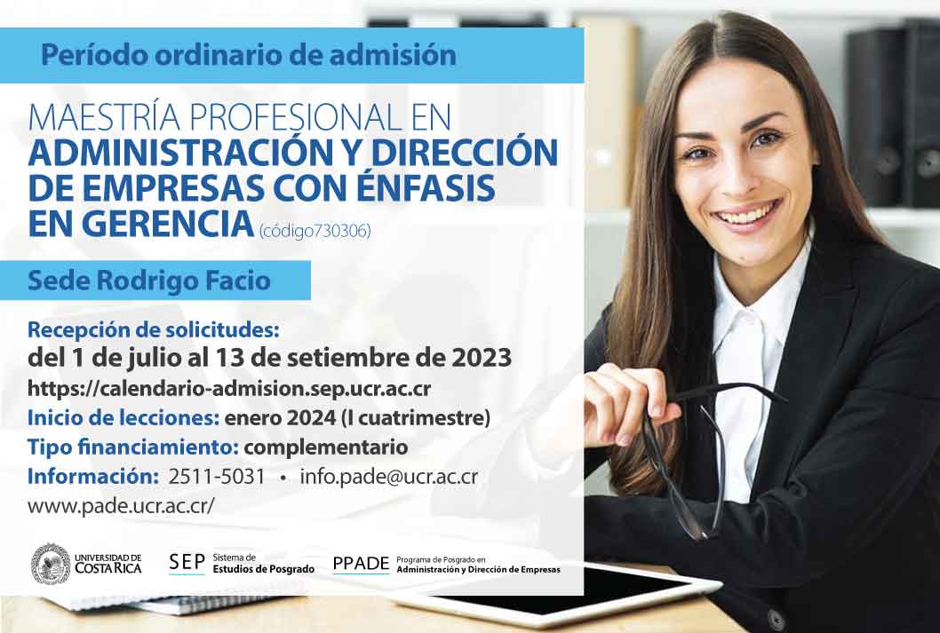  Maestría Profesional en Administración y Dirección de Empresas énfasis en Gerencia Sede Rodrigo …