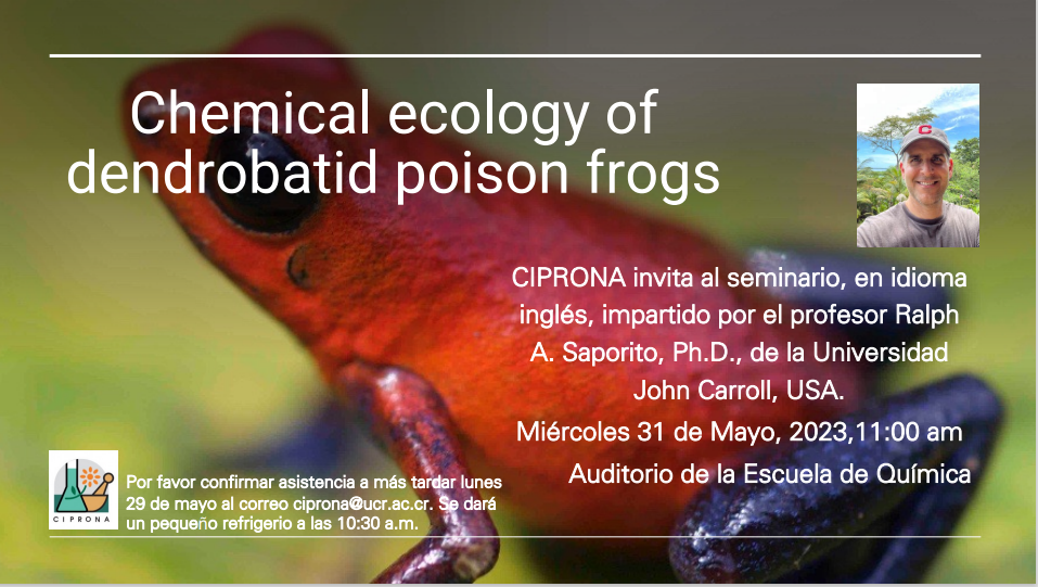  Miércoles 31 de mayo, 11:00 a. m.  Auditorio de la Escuela de Química, seminario en idioma …