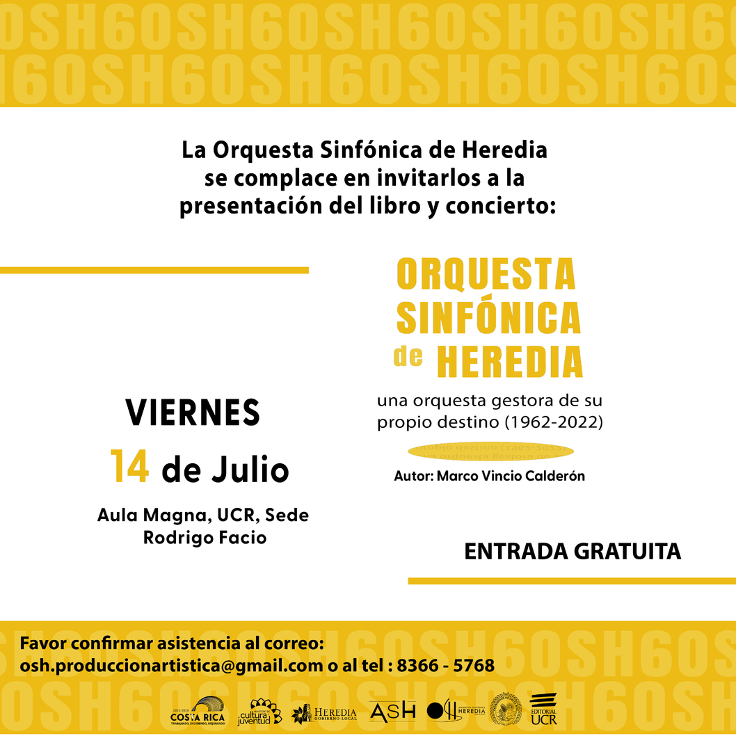  La Editorial UCR y la Orquesta Sinfónica de Heredia presentará su libro titulado “Orquesta …