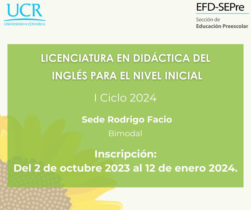  Periodo: I Ciclo 2024 Modalidad: Bimodal Lugar: Sede Rodrigo Facio  Más información e …