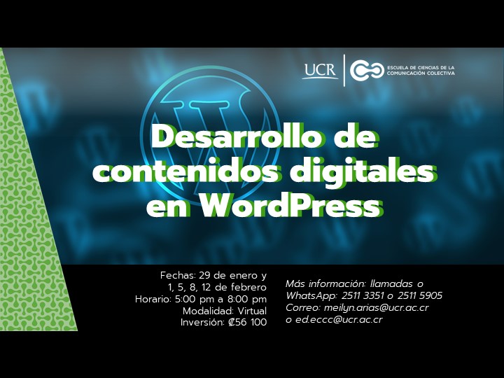    Fechas del curso: 29 de enero y 1, 5, 8 y 12 de febrero   Horario: 5:00 a 8:00 p. m.   …