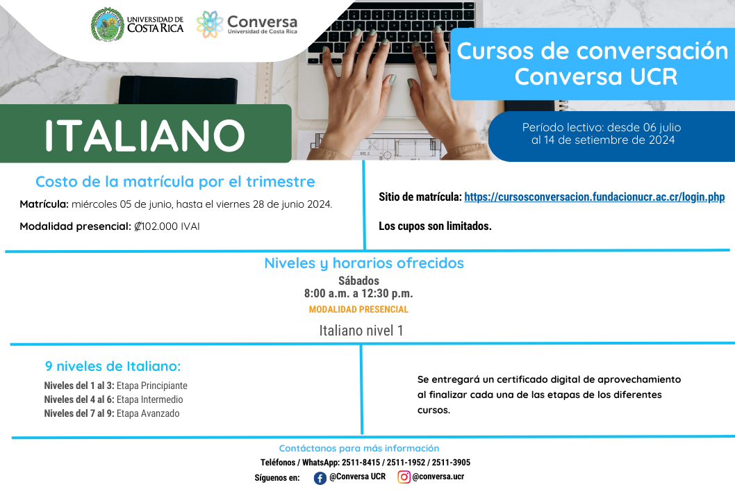  Matrícula del III módulo trimestral 2024 en el idioma italiano. Período lectivo: del 6 de julio …