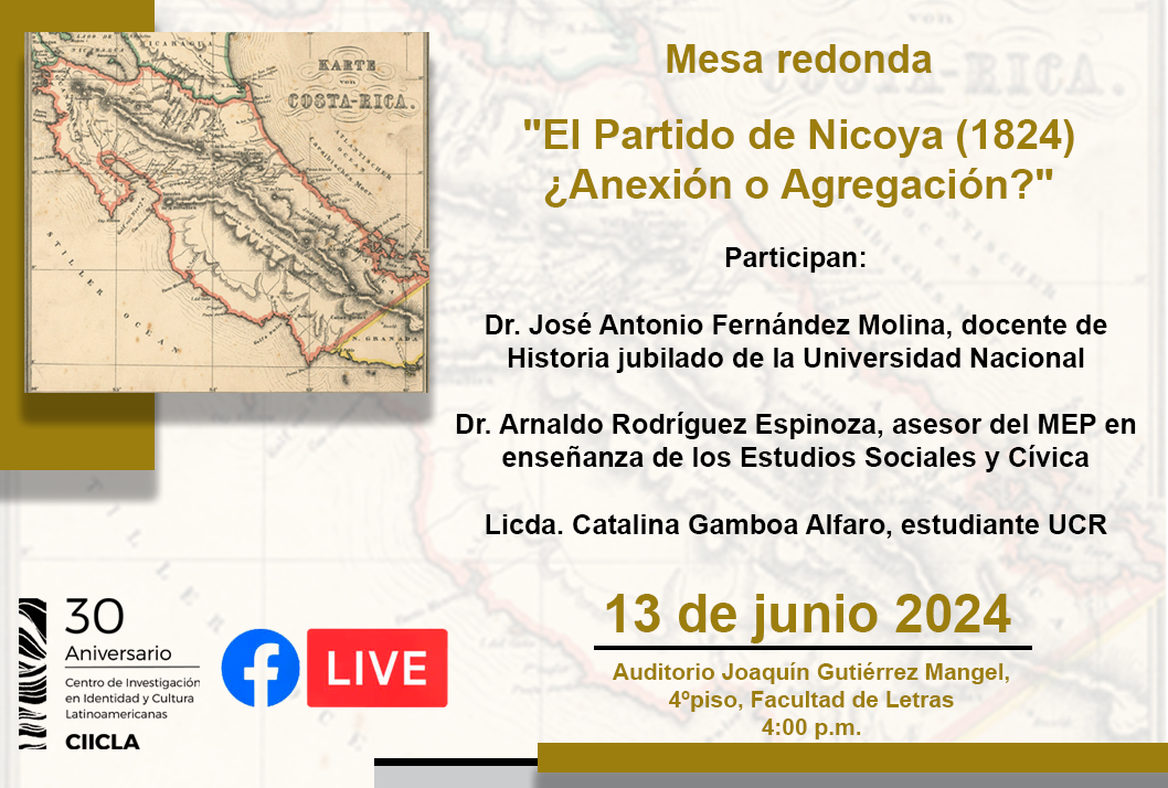  Lugar: Auditorio Joaquín Gutiérrez Mangel, Facultad de Letras 4to piso. 