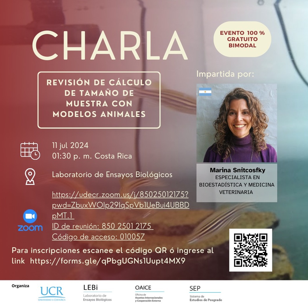  Charla: Revisión de cálculo de tamaño de muestra con modelos animales  11 julio a la 01:30 p. m. …