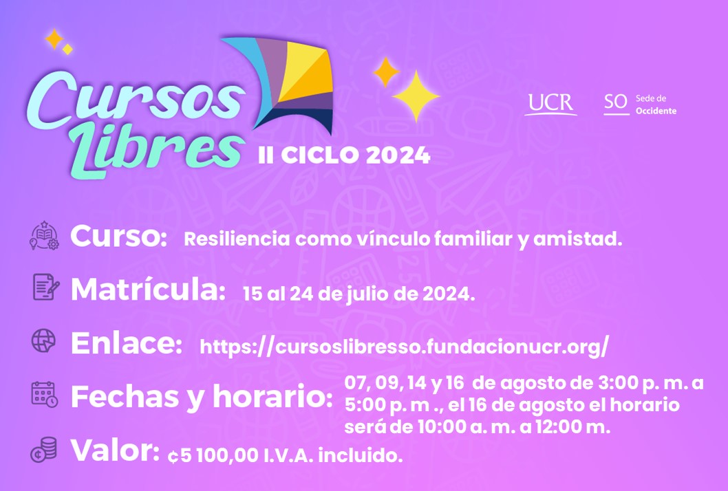  Cursos Libres de julio a setiembre   Matrícula: Cada curso tendrá un período de matrícula …