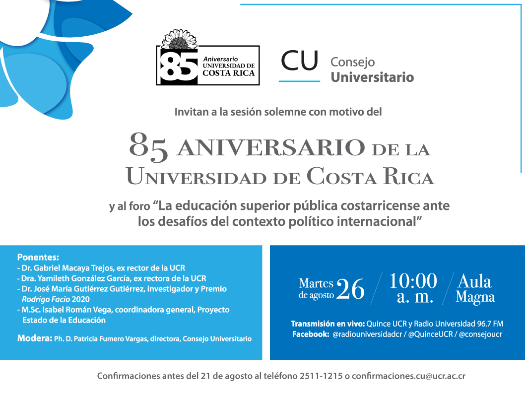  Transmisión en vivo por Quince UCR y Radio Universidad 96.7 FM, Facebook @radiouniversidadcr …