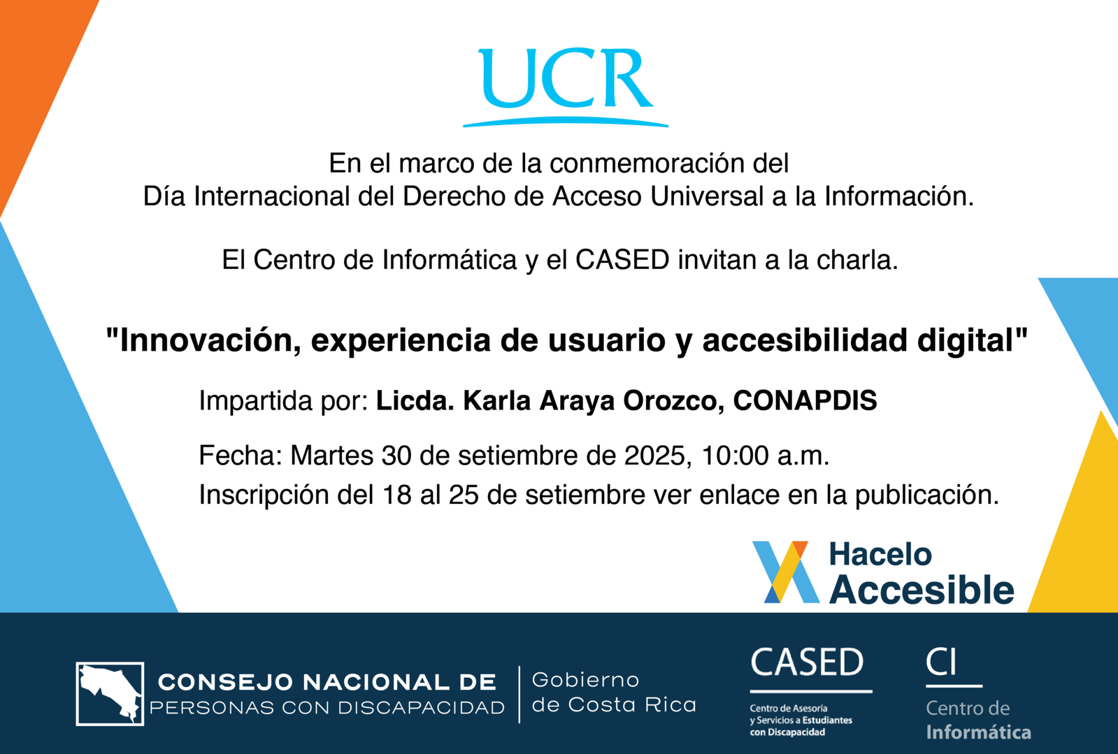 Fecha de la charla: martes 30 de setiembre, 10:00 a. m.