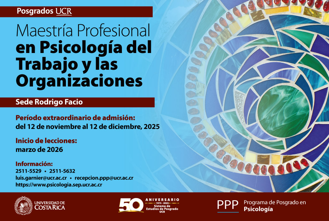 Ingreso a posgrado: Ingreso a la Maestría Profesional en Psicología del Trabajo y las  Organizaciones Modalidad: semestralTipo de financiamiento: complementoInicio de lecciones: marzo de …