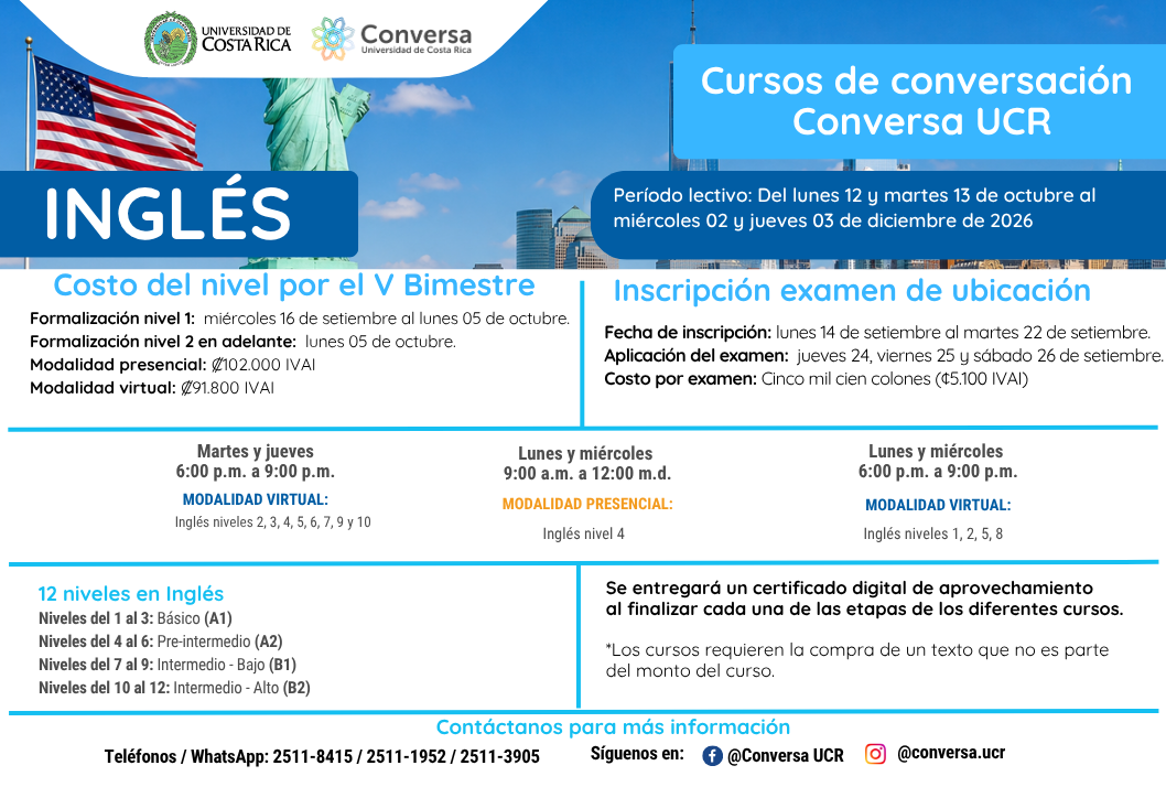 Matrícula V bimestre 2026 en el idioma Inglés Si la persona posee conocimiento previo del idioma, puedeinscribirse al examen de ubicación por …