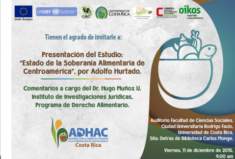 Conferencia: Resultados del estudio Estado de la Soberanía Alimentaria en Centroamérica