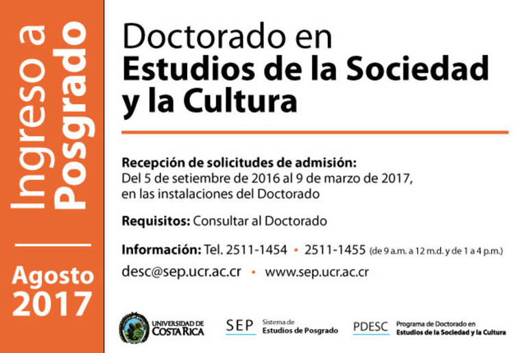 Ingreso a posgrado: Doctorado en Estudios de la Sociedad y la Cultura
