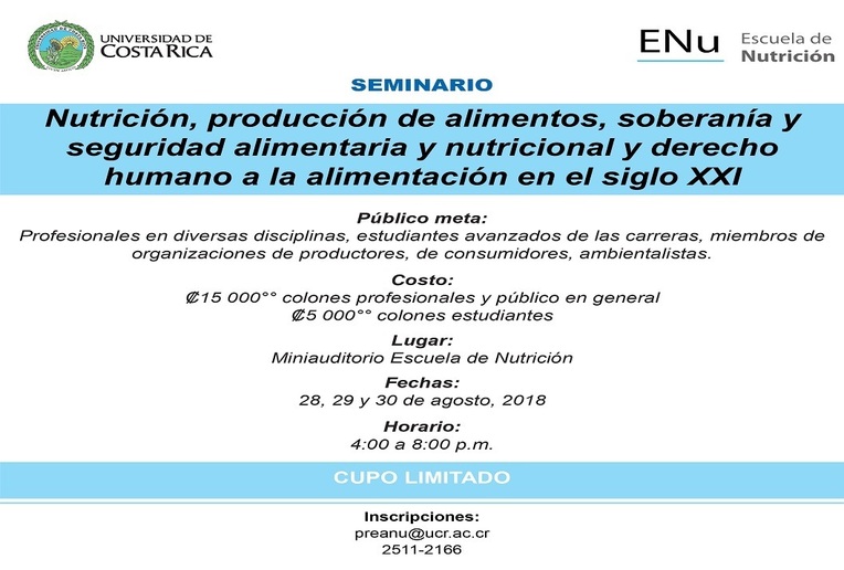Seminario: Nutrición, producción de alimentos, soberanía y seguridad alimentaria y nutricional y …