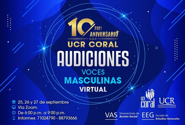 Admisiones: Audiciones para voces masculinas UCR Coral X Aniversario