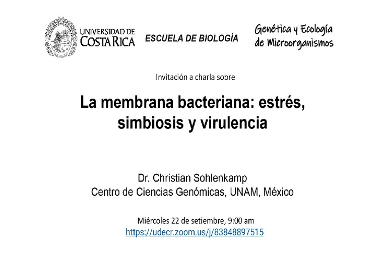 Charla: La membrana bacteriana: estrés, simbiosis y virulencia