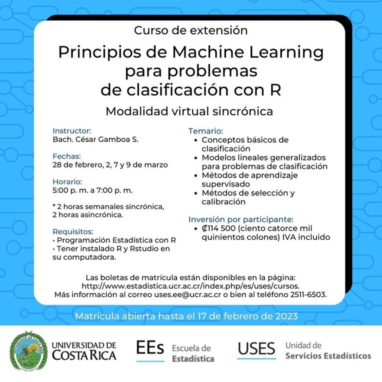 Cursos: Principios de Machine Learning para problemas de clasificación con R