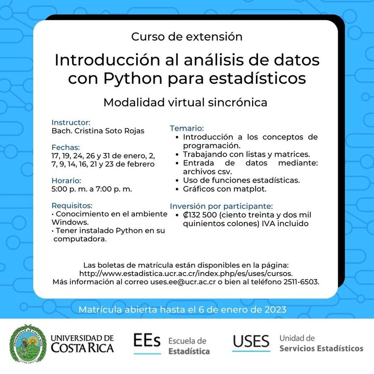 Cursos: Introducción al análisis de datos con Python para estadísticos