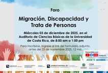 
Inscripción: en el
enlace: https://tinyurl.com/ForoTrataDiscapacidadMigracion

Favor confirmar …